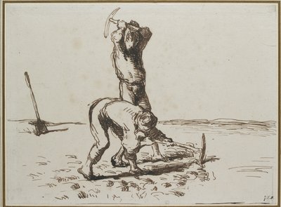 Zwei Bauern graben mit Spitzhacken, ca. 1844 - 1846 von Jean Francois Millet